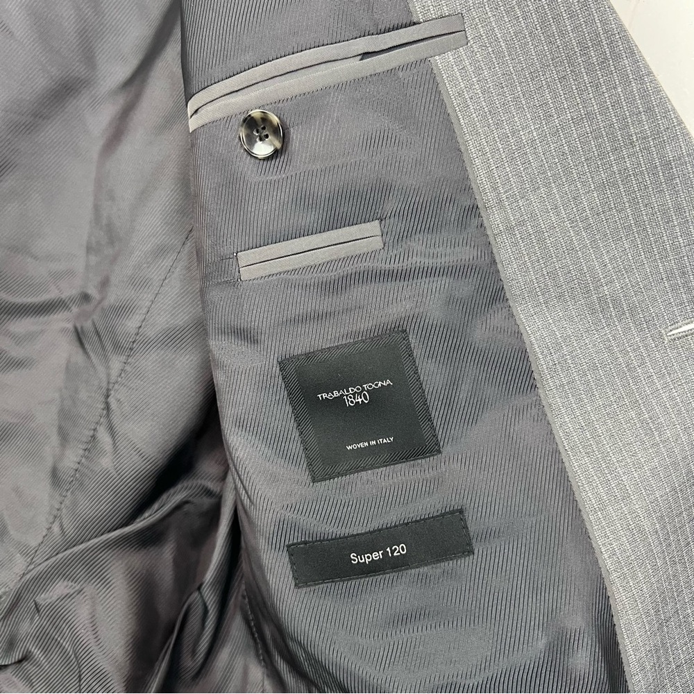 BOSS Hugo Boss James5/Sharp7 Virgin Wool Suit Jacket Grey Striped 38R NWT $379 - Picture 4 of 7